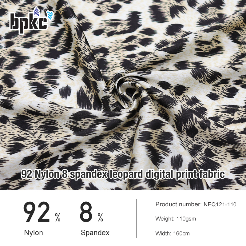 92 Nylon 8 spandex leopard digital print fabric